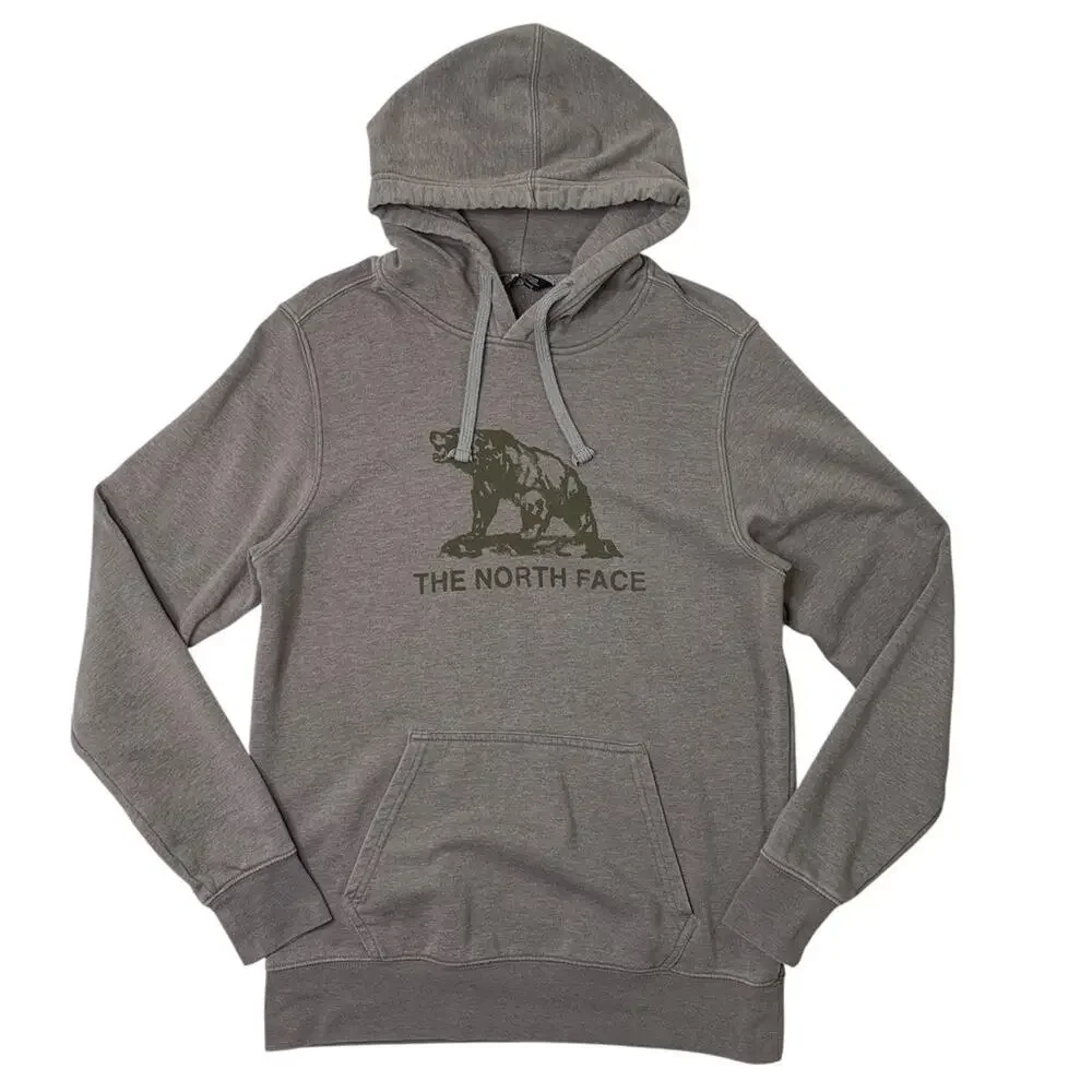 The North Face Hoodie Mens M Medium Zinc Fleece Bear Graphic Pullover Sweatshirt